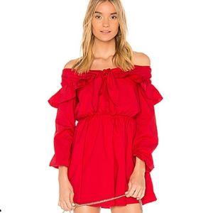 Red long sleeve dress by Lovers + Friends